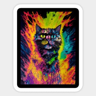 Psychedelic Multicolored Cat Sticker